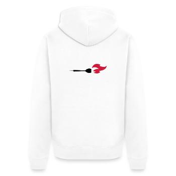 dart dartpfeil - Unisex Premium Bio Zip Hoodie - Weiß - Hinten - Thijin (182cm)