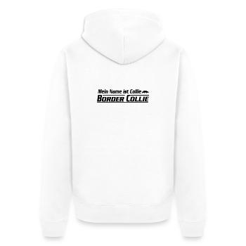 Mein Name ist Border Collie - Unisex Premium Bio Zip Hoodie - Weiß - Hinten - Thijin (182cm)