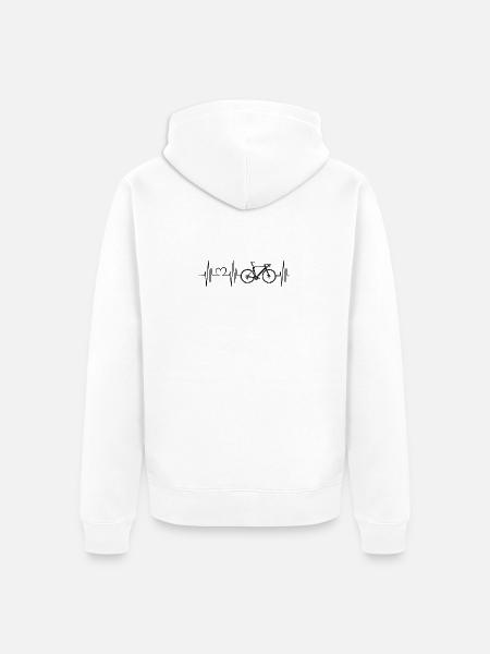 Road Bike Love Bicycle Heart Pulse Gravel Symbol - Unisex Premium Organic Zip Hoodie - white