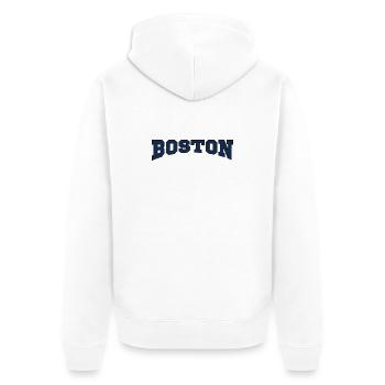 Boston Block Font Logo - Unisex Premium Organic Zip Hoodie - white - Back - Thijin (182cm)