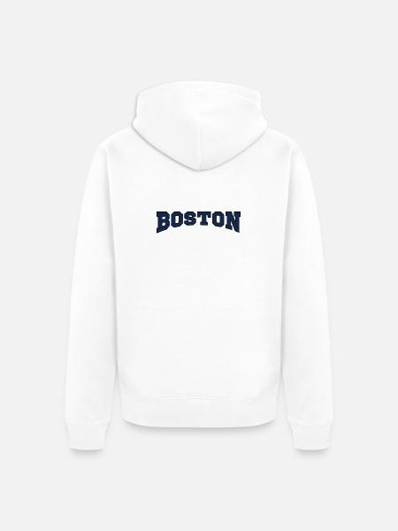 Boston Block Font Logo - Unisex Premium Organic Zip Hoodie - white
