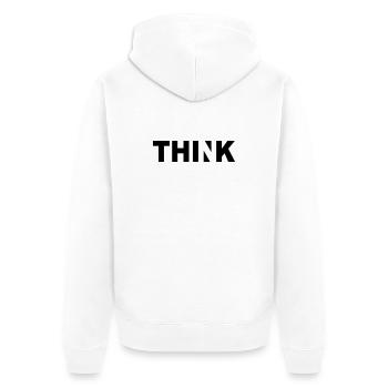 THINK - Unisex Premium Bio Zip Hoodie - Weiß - Hinten - Thijin (182cm)