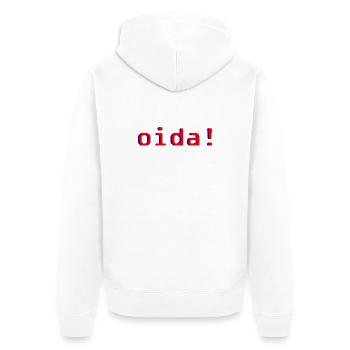 oida! - Unisex Premium Bio Zip Hoodie - Weiß - Hinten - Thijin (182cm)