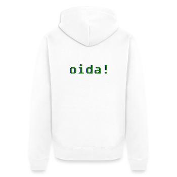 oida! - Unisex Premium Bio Zip Hoodie - Weiß - Hinten - Thijin (182cm)