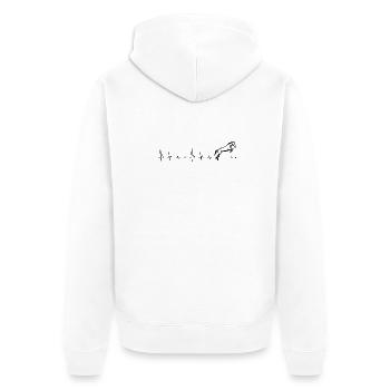 Cheval battant de cœur - Veste à capuche bio Premium Unisexe - blanc - Dos - Thijin (182cm)