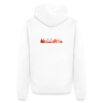 Sunset Skyline Watercolor Bridge - Unisex Premium Organic Zip Hoodie - white - Back - Thijin (182cm)