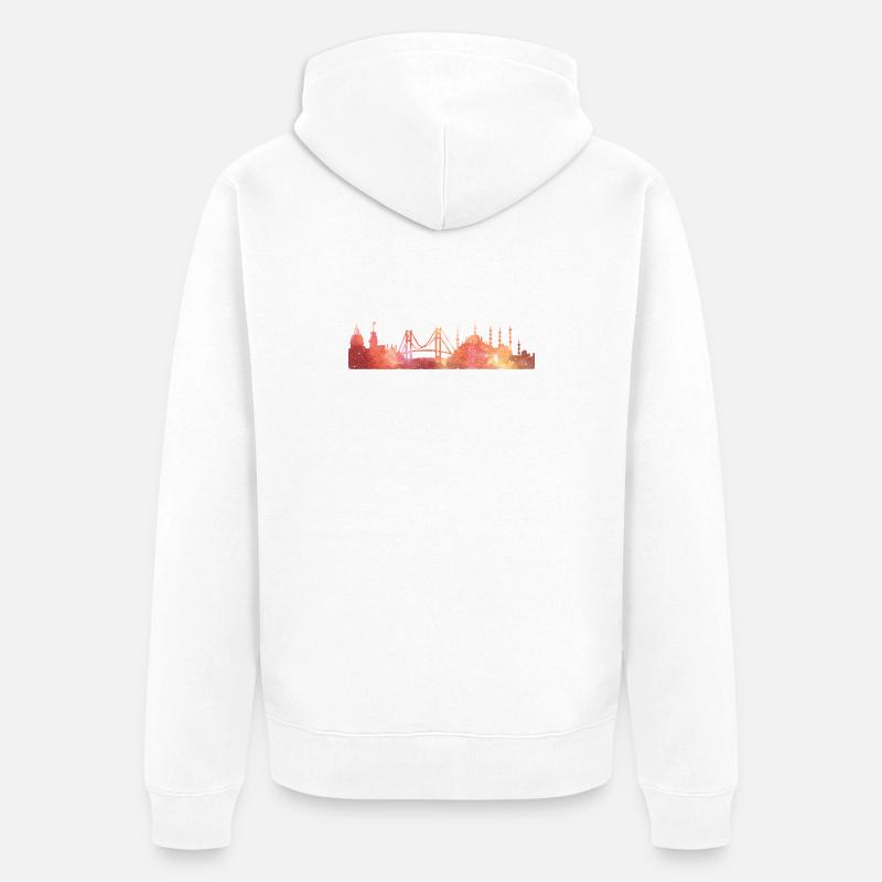 Sunset Skyline Pont à l’aquarelle - Veste à capuche bio Premium Unisexe - blanc