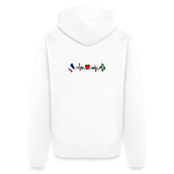 Cardio coeur avec drapeau France et drapeau Suède - Veste à capuche bio Premium Unisexe - blanc - Dos - Thijin (182cm)