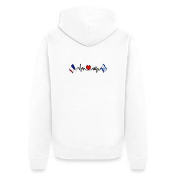Cardio coeur avec drapeau France et drapeau Israël - Veste à capuche bio Premium Unisexe - blanc - Dos - Thijin (182cm)