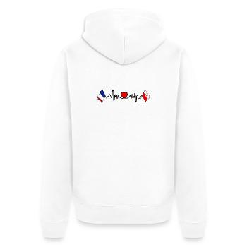 Cardio heart with Flag France and flag Poland - Unisex Premium Organic Zip Hoodie - white - Back - Thijin (182cm)
