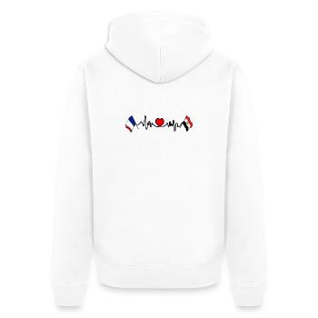 Cardio heart with Flag France and flag Egypt - Unisex Premium Organic Zip Hoodie - white - Back - Thijin (182cm)