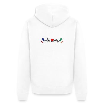Cardio-Herz mit Flagge Frankreich und Flagge Irland - Unisex Premium Bio Zip Hoodie - Weiß - Hinten - Thijin (182cm)