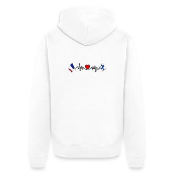 Cardio heart with Flag France and flag Finland - Unisex Premium Organic Zip Hoodie - white - Back - Thijin (182cm)