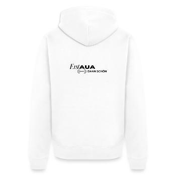Erst AUA dann schön Hantel weiß - Unisex Premium Bio Zip Hoodie - Weiß - Hinten - Thijin (182cm)