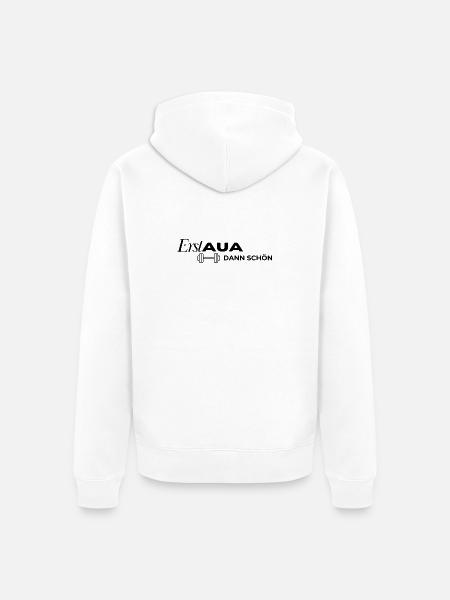 Erst AUA dann schön Hantel weiß - Unisex Premium Bio Zip Hoodie - Weiß