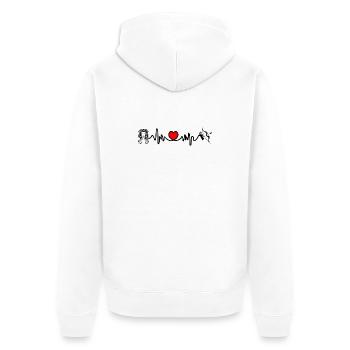 Herzfrequenz Kardio Jungfrau Schütze - Unisex Premium Bio Zip Hoodie - Weiß - Hinten - Thijin (182cm)