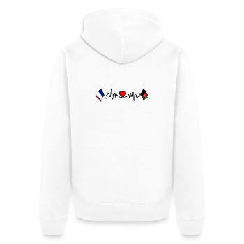 Cardio Heart Drapeau France Drapeau Afghanistan - Veste à capuche bio Premium Unisexe - blanc - Dos - Thijin (182cm)