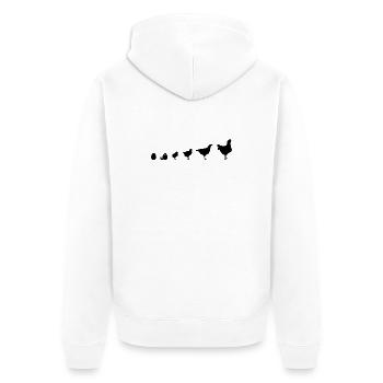 Schnappschuss Küken Familie, Huhn, Evolution,  - Unisex Premium Bio Zip Hoodie - Weiß - Hinten - Thijin (182cm)