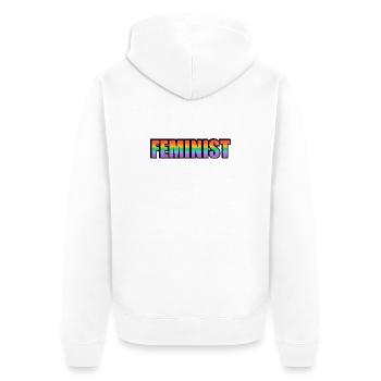 Vibrant Feminist Rainbow Typography Design - Unisex Premium Organic Zip Hoodie - white - Back - Thijin (182cm)