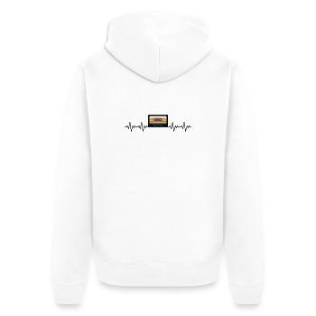 Kassette Retro EKG Herzschlag - Unisex Premium Bio Zip Hoodie - Weiß - Hinten - Thijin (182cm)