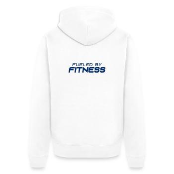 Alimenté par la forme physique - Sport - Salle de sport - Athlétisme - Veste à capuche bio Premium Unisexe - blanc - Dos - Thijin (182cm)
