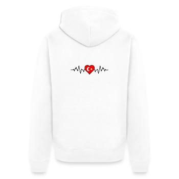 Türkei Herzschlag - Unisex Premium Bio Zip Hoodie - Weiß - Hinten - Thijin (182cm)