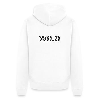 Wilde Schriftzug Ragged - Unisex Premium Bio Zip Hoodie - Weiß - Hinten - Thijin (182cm)