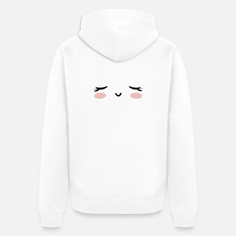 Visage kawaii endormi yeux fermés - Veste à capuche bio Premium Unisexe - blanc