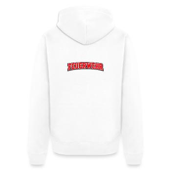 Feuerwehr Schriftzug Rot Weiß Outline - Unisex Premium Bio Zip Hoodie - Weiß - Hinten - Thijin (182cm)