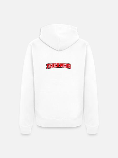 Feuerwehr Schriftzug Rot Weiß Outline - Unisex Premium Bio Zip Hoodie - Weiß