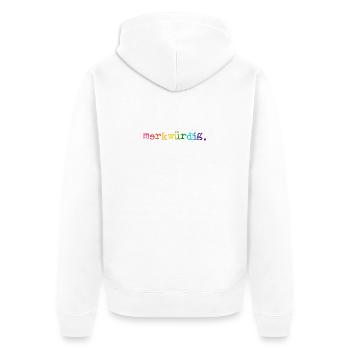 merkwürdig. regenbogen - Unisex Premium Bio Zip Hoodie - Weiß - Hinten - Thijin (182cm)