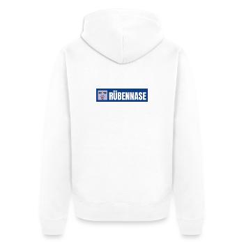 Nez de navet | Conception de déclaration amusante - Veste à capuche bio Premium Unisexe - blanc - Dos - Thijin (182cm)