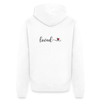 loved - Unisex Premium Organic Zip Hoodie - white - Back - Thijin (182cm)