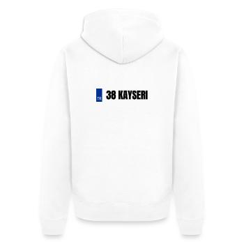 38 Kayseri Kennzeichen | Türkisches Kennzeichen - Unisex Premium Bio Zip Hoodie - Weiß - Hinten - Thijin (182cm)