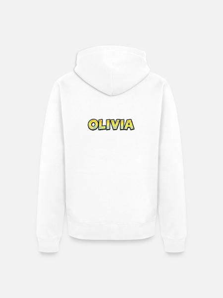 Olivia, Handgezeichnete Typografie - Unisex Premium Bio Zip Hoodie - Weiß