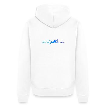 Geschenkidee für einen Freediver mit Gerätetauchen - Unisex Premium Bio Zip Hoodie - Weiß - Hinten - Thijin (182cm)