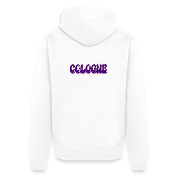 Kölner Lila, gefrorene Typografie - Unisex Premium Bio Zip Hoodie - Weiß - Hinten - Thijin (182cm)