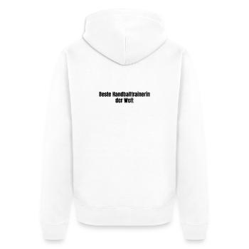 Beste Handballtrainerin der Welt Verein Geschenk - Unisex Premium Bio Zip Hoodie - Weiß - Hinten - Thijin (182cm)
