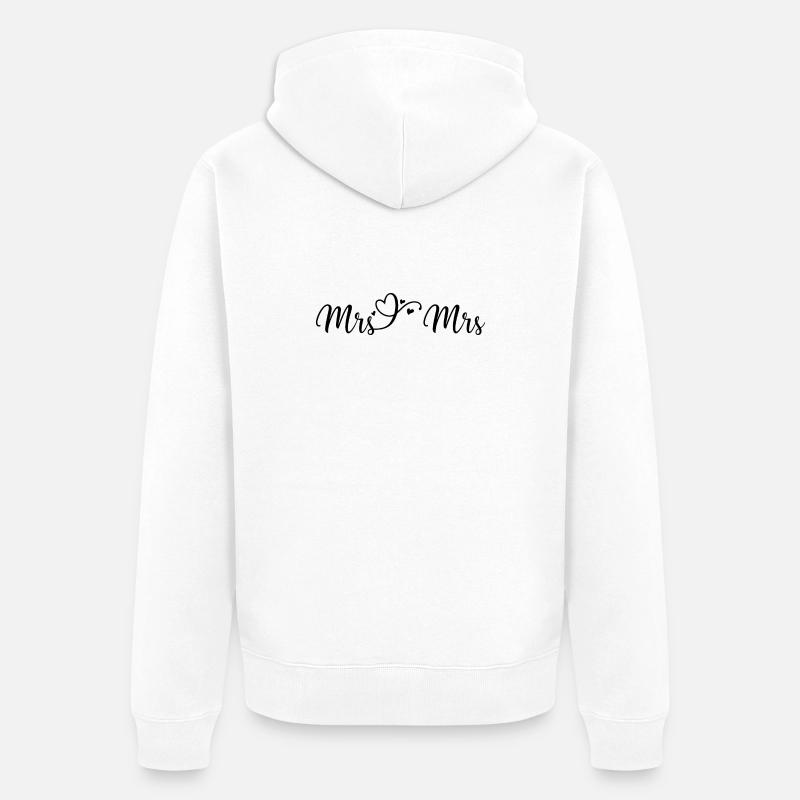 Mrs & Mrs Herz Design pour les mariages lesbiens - Veste à capuche bio Premium Unisexe - blanc