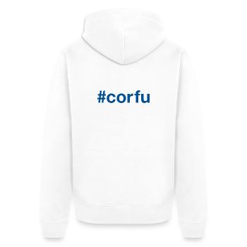 CORFU Greece Griechenland Hashtag - Unisex Premium Bio Zip Hoodie - Weiß - Hinten - Thijin (182cm)