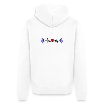 Cardio de fréquence cardiaque pour la Grèce - Veste à capuche bio Premium Unisexe - blanc - Dos - Thijin (182cm)