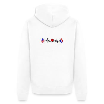 Cardio coeur avec drapeau des États-Unis et drapeau des Pays-Bas - Veste à capuche bio Premium Unisexe - blanc - Dos - Thijin (182cm)