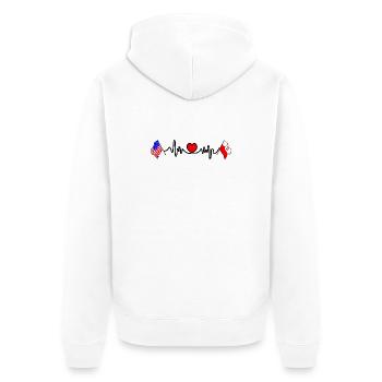 Cardio coeur avec drapeau des États-Unis et drapeau de la Pologne - Veste à capuche bio Premium Unisexe - blanc - Dos - Thijin (182cm)