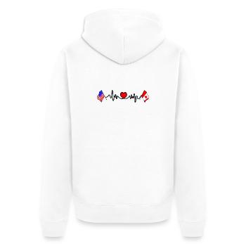 Cardio heart avec drapeau des États-Unis et drapeau du Canada - Veste à capuche bio Premium Unisexe - blanc - Dos - Thijin (182cm)