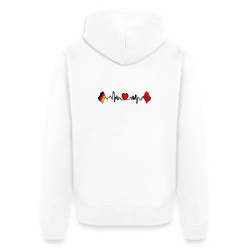 Cardio coeur avec drapeau Allemagne et drapeau Maroc - Veste à capuche bio Premium Unisexe - blanc - Dos - Thijin (182cm)