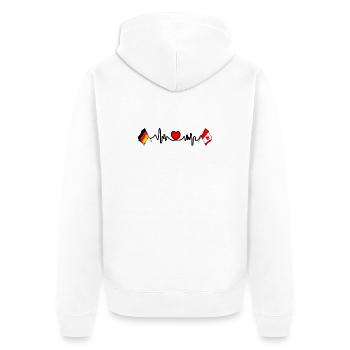 Cardio coeur avec drapeau de l’Allemagne et drapeau du Canada - Veste à capuche bio Premium Unisexe - blanc - Dos - Thijin (182cm)
