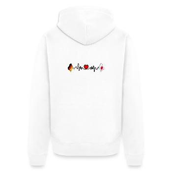 Cardio coeur avec drapeau de l’Allemagne et drapeau du Japon - Veste à capuche bio Premium Unisexe - blanc - Dos - Thijin (182cm)