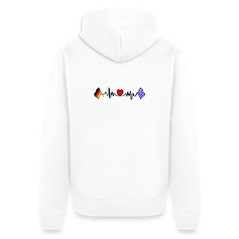 Cardio coeur avec drapeau Allemagne, drapeau Grèce - Veste à capuche bio Premium Unisexe - blanc - Dos - Thijin (182cm)