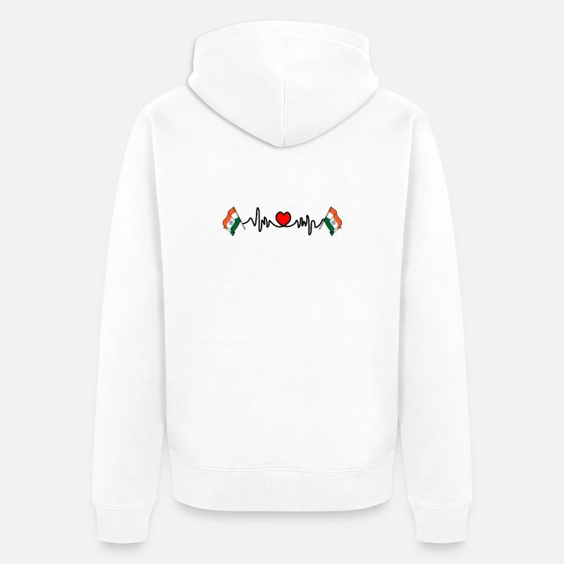 Drapeau cardio de fréquence cardiaque Inde - Veste à capuche bio Premium Unisexe - blanc