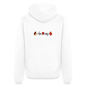 Cardio coeur avec drapeau de l’Allemagne et drapeau de la Chine - Veste à capuche bio Premium Unisexe - blanc - Dos - Thijin (182cm)
